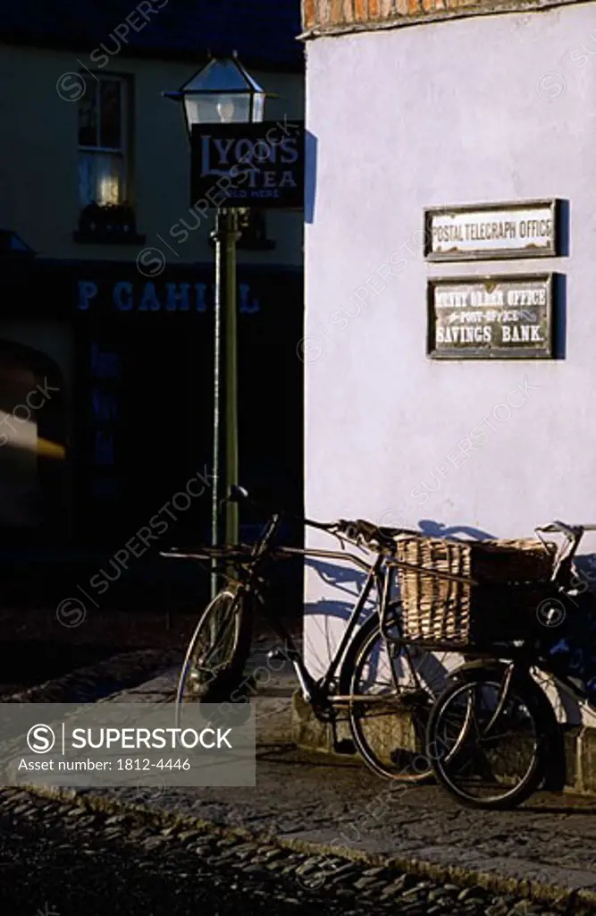 Co Clare, Bunratty Folk Park, Bicycles outside a shop