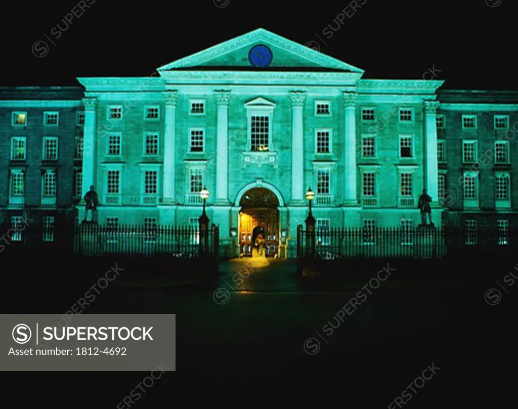 Dublin, Trinity College, Main Entrance By Night
