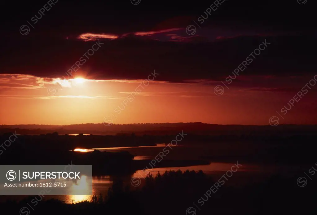 Killenure Bay and Lough Ree, County Westmeath, Ireland; Sunset over lake