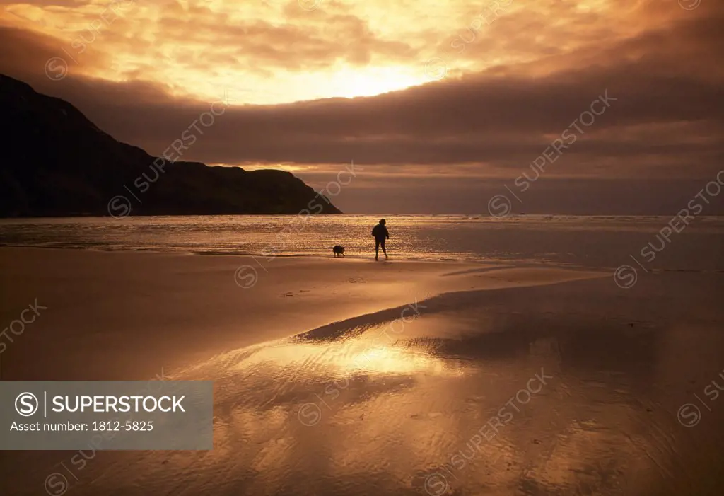 Maghera Strand, Ardara, County Donegal, Ireland; Beach at sunset