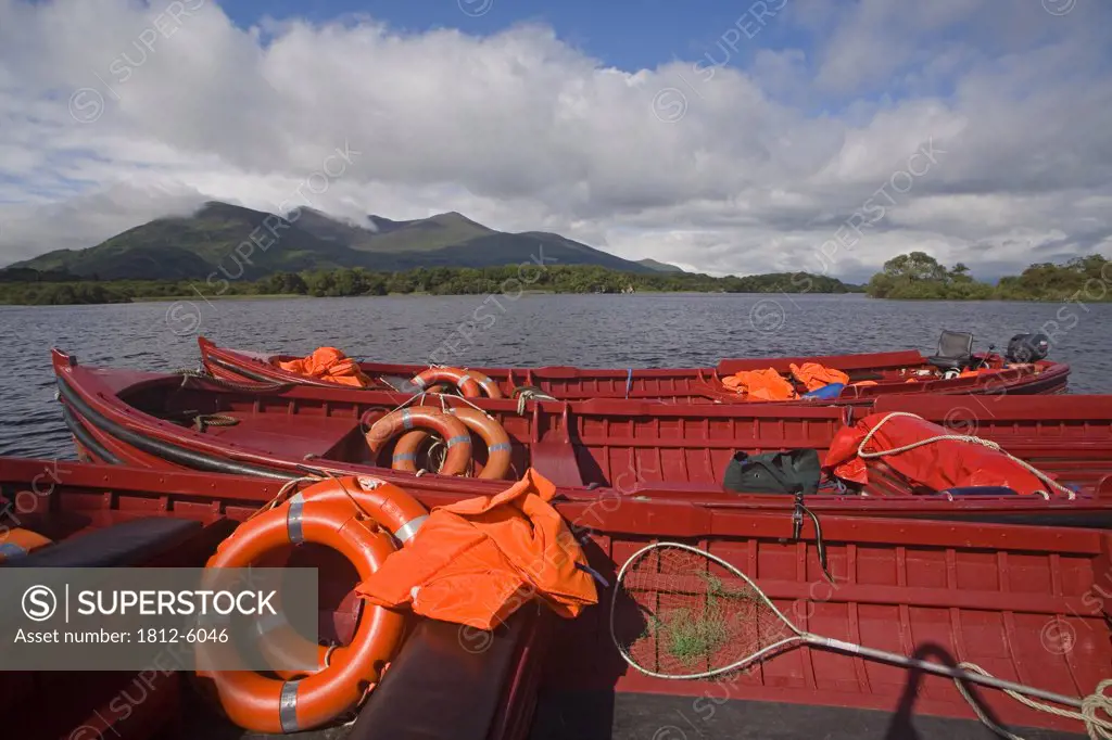 Lough Leane, Killarney National Park, County Kerry, Ireland; Tour boats  