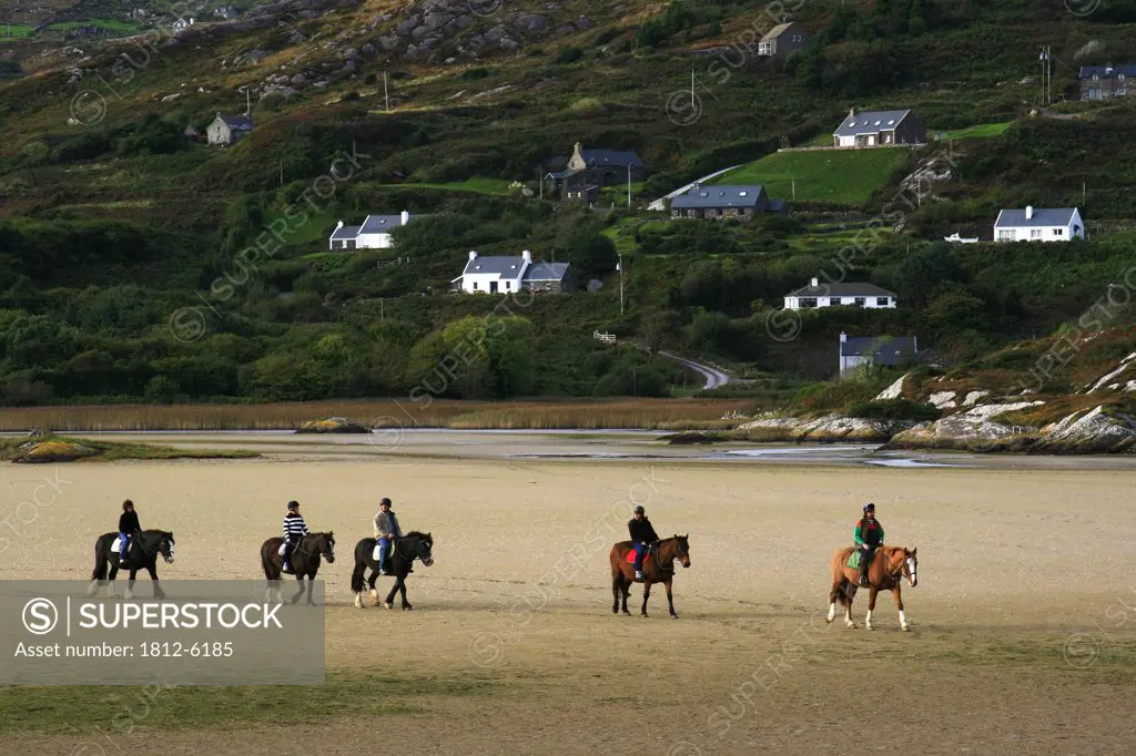 Derrynane, County Kerry, Ireland, Horseback riding on beach