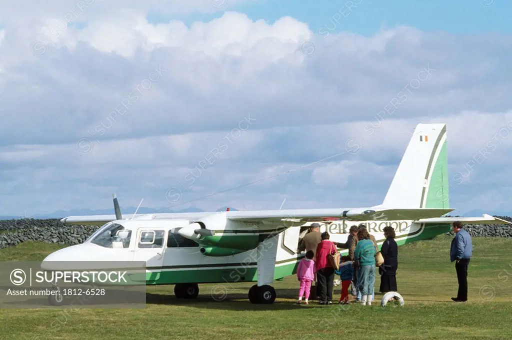 Inishmaan, Aran Island, Ireland, People boarding a plane