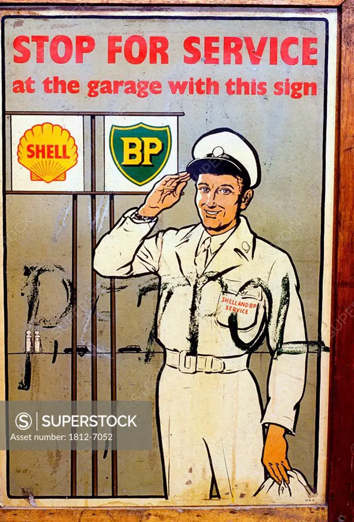 Advertisement for a Petrol Station, Vintage advertisements