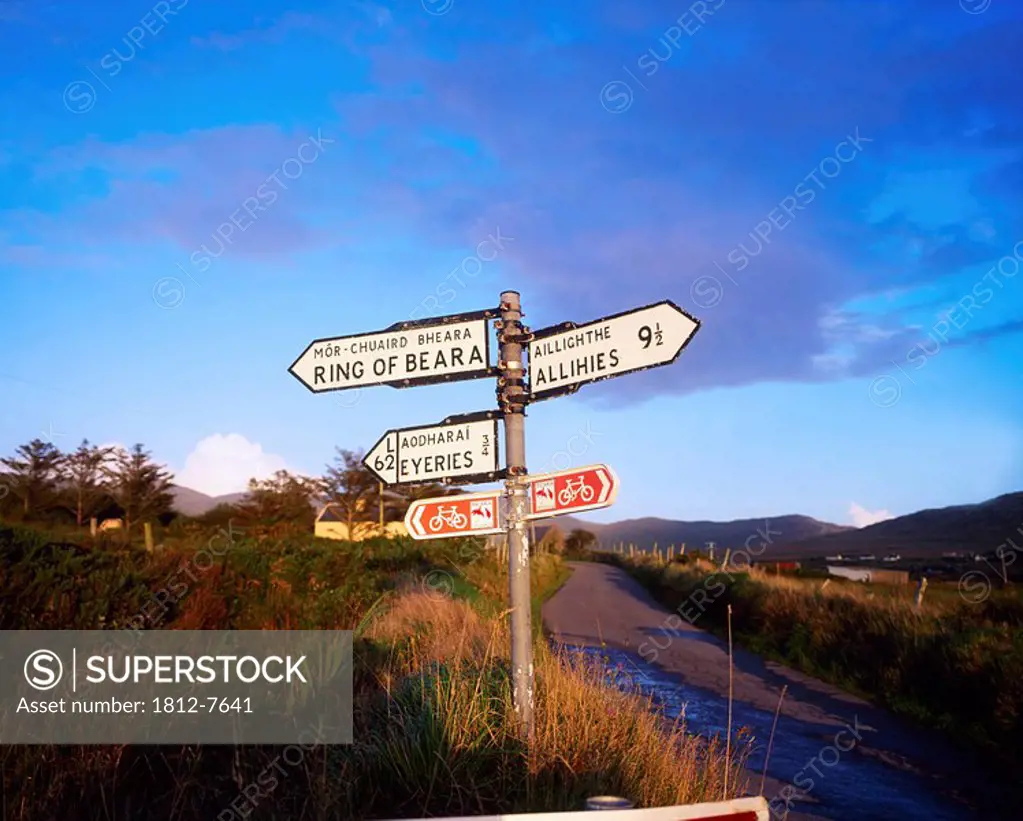 Road signs, Beara Peninsula, County Kerry, Ireland