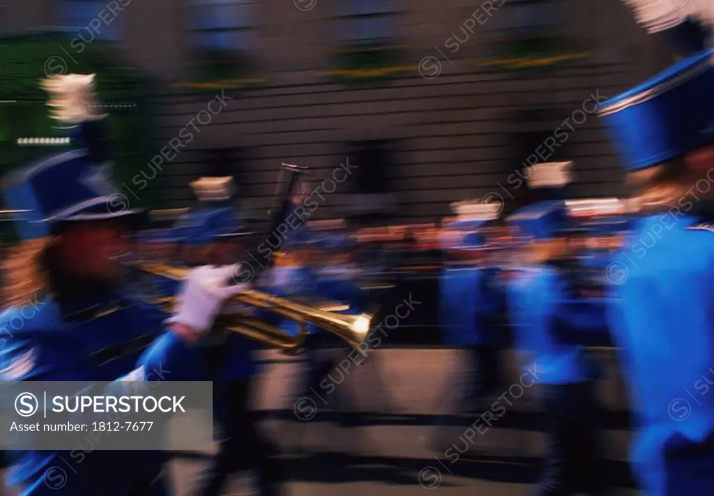 Dublin, Co Dublin, Ireland, Marching band performing at the Saint Patrick´s Day parade