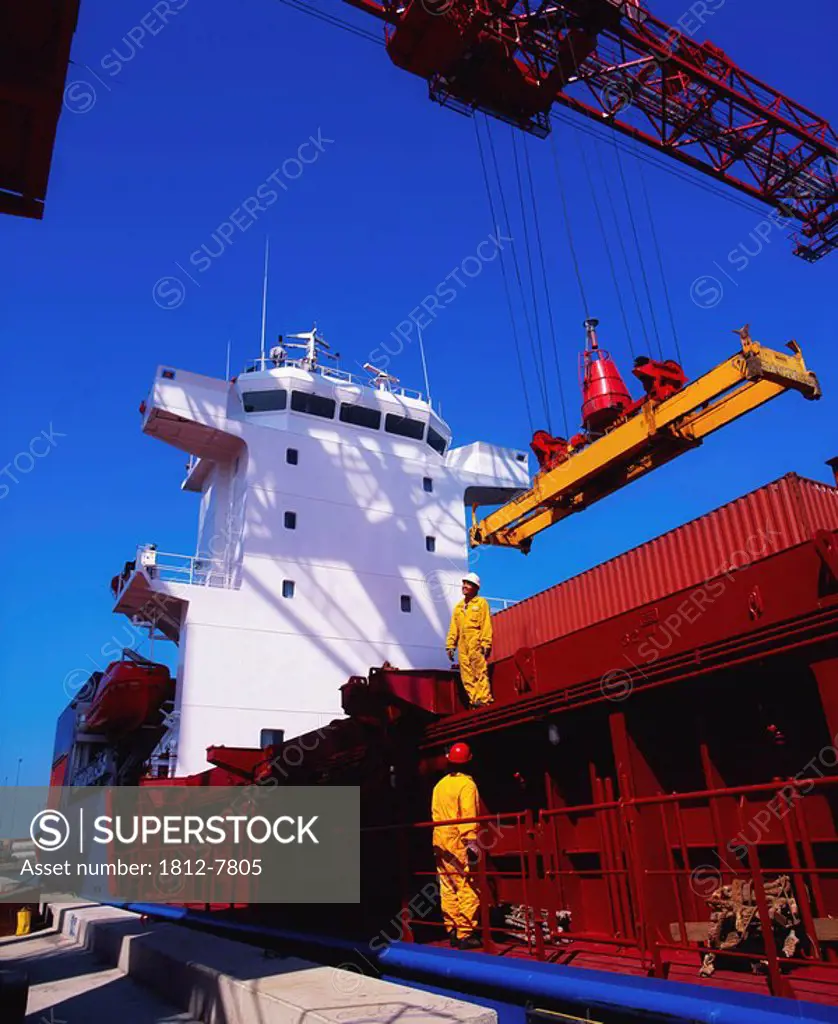 Dublin Port, Co Dublin, Ireland, Container ship at a port