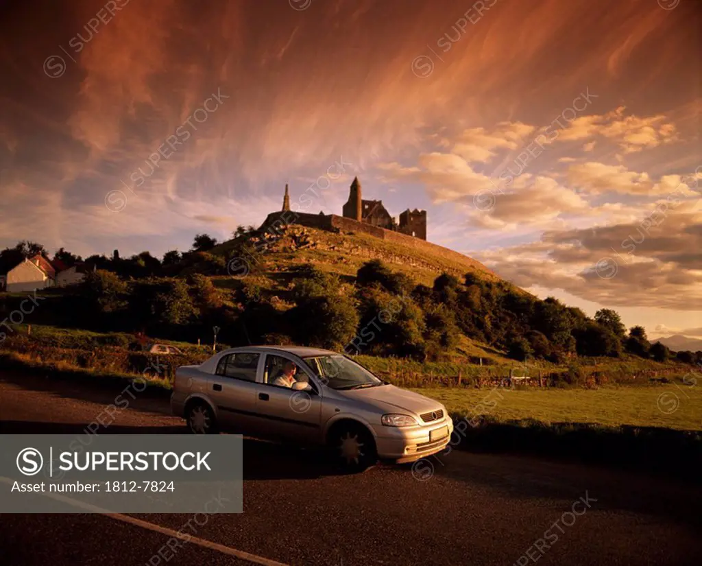 Rock of Cashel, Co Tipperary, Ireland, Woman driving a car