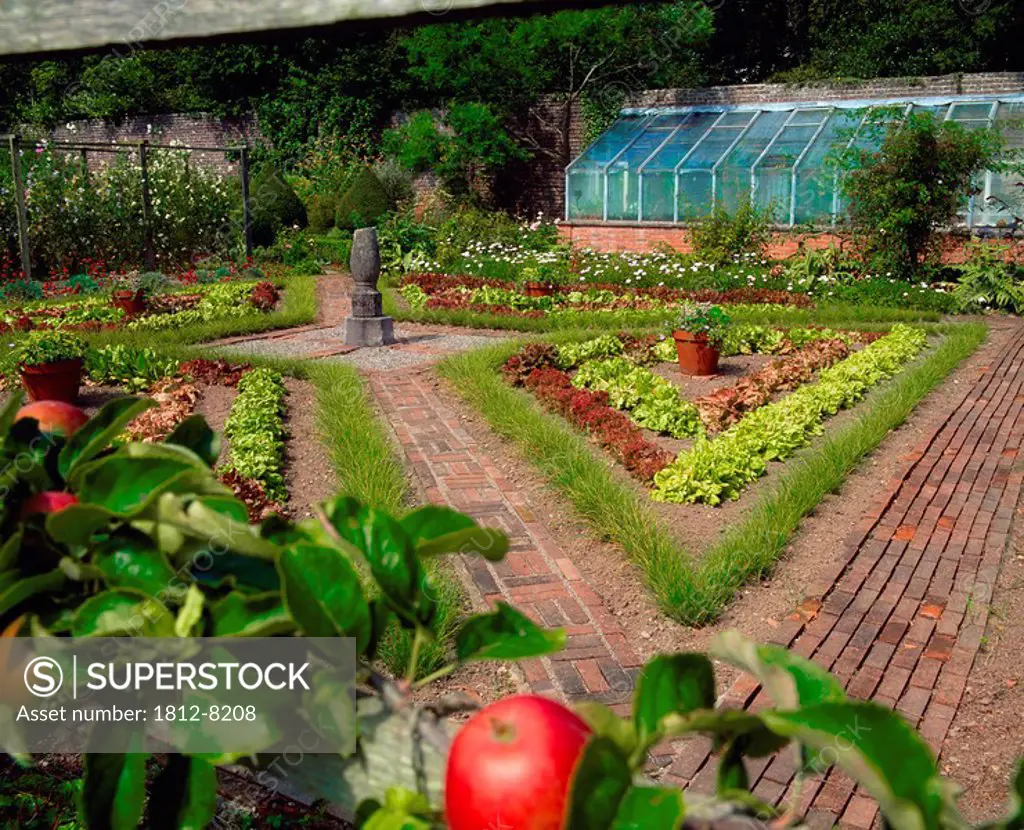 Lodge Park Walled Garden, Co Kildare, Ireland, Garden through Espaliered Apples