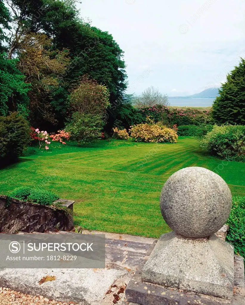Greenfort, Co Donegal, Ireland, Steps to the lawn during Summer