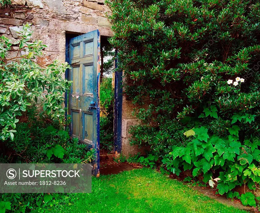 Greenfort, Co Donegal, Ireland, Gate to the Walled Temple Garden during Summer