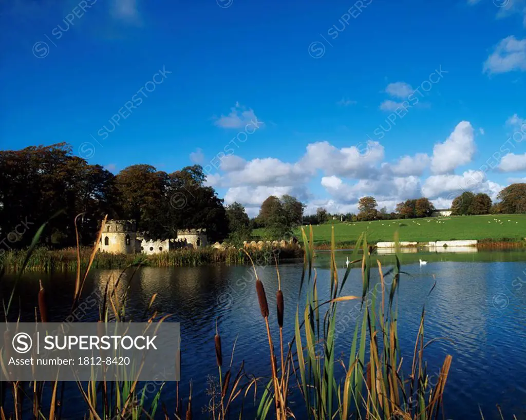 Larchill Arcadian Garden, Co Kildare, Ireland, Lake follies