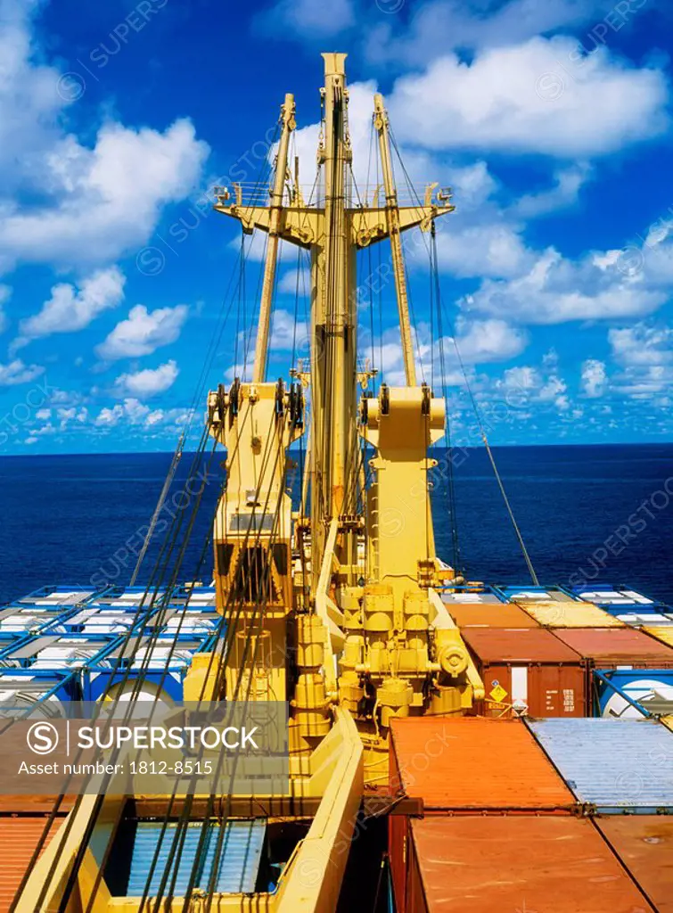 Container Ship, View to the water from a container ship