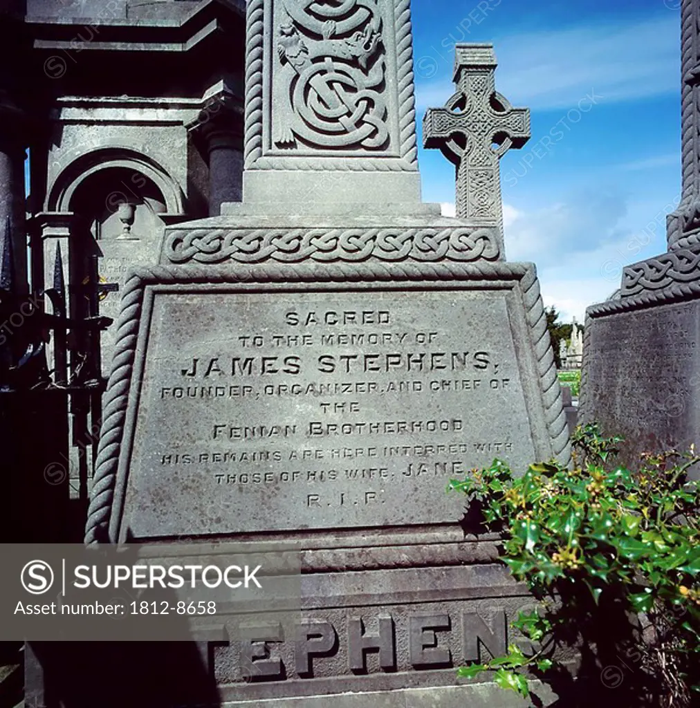 Headstone of James Stephens, Glasnevin Cemetery, Dublin, Co Dublin, Ireland, founding member of the Fenian movement