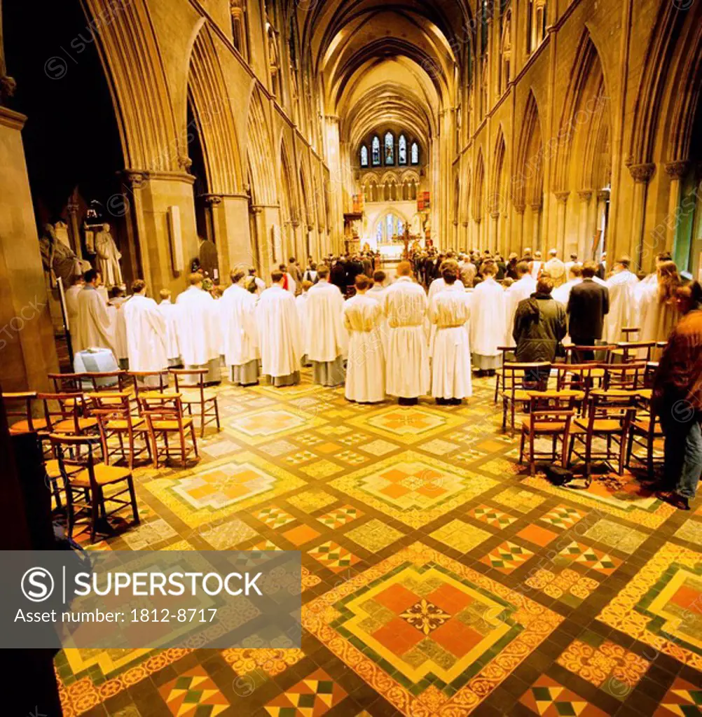 St. Patrick´s Cathedral, Co Dublin, Ireland, Cathedral interior with church goers and choir