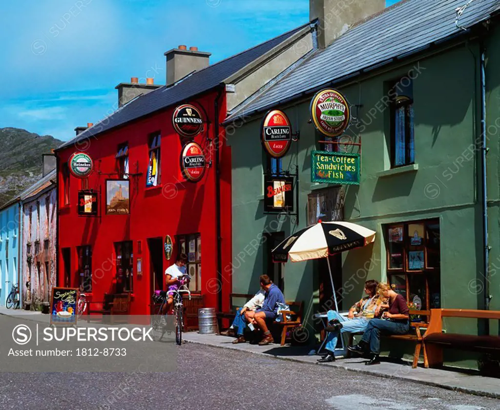 Allihies, Co Cork, Ireland, Pubs, people sitting outside