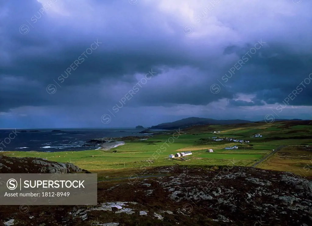 Malin Head, Inishowen, Co Donegal, Cottage and fields during the Winter