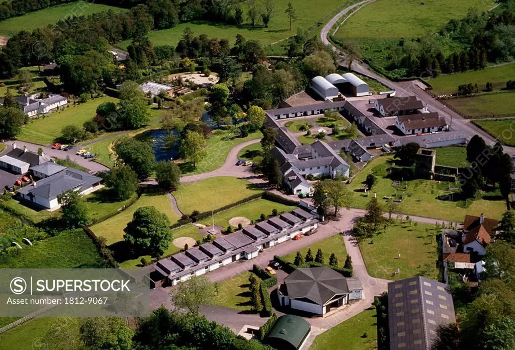Irish National Stud, Tully, County Kildare, Ireland, Aerial of horse breeding facility