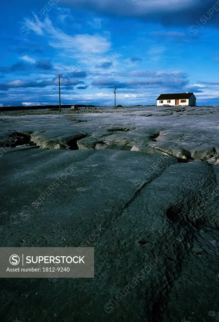 Inishmaan, Aran Islands, Co Galway, Ireland, House on a rocky landscape