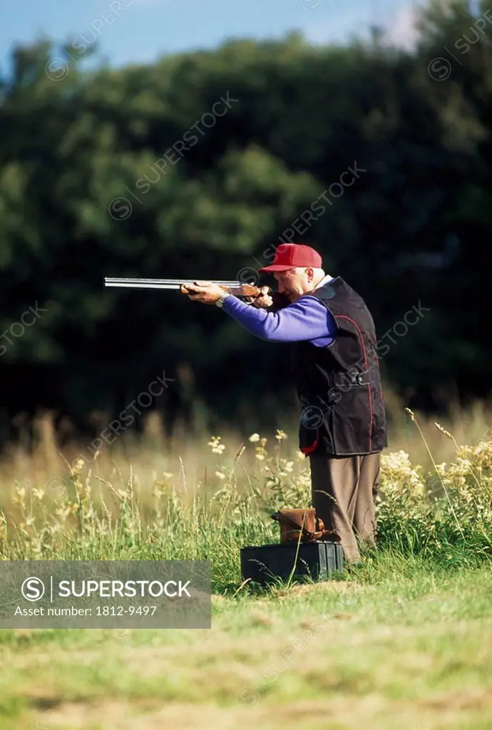 Ennis, Co Clare, Ireland, Man shooting at the oldest gun club in Ennis