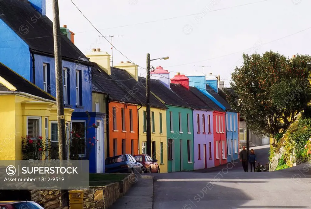 Eyeries, Beara Peninsula, Co Cork, Ireland, Colorful houses in a village