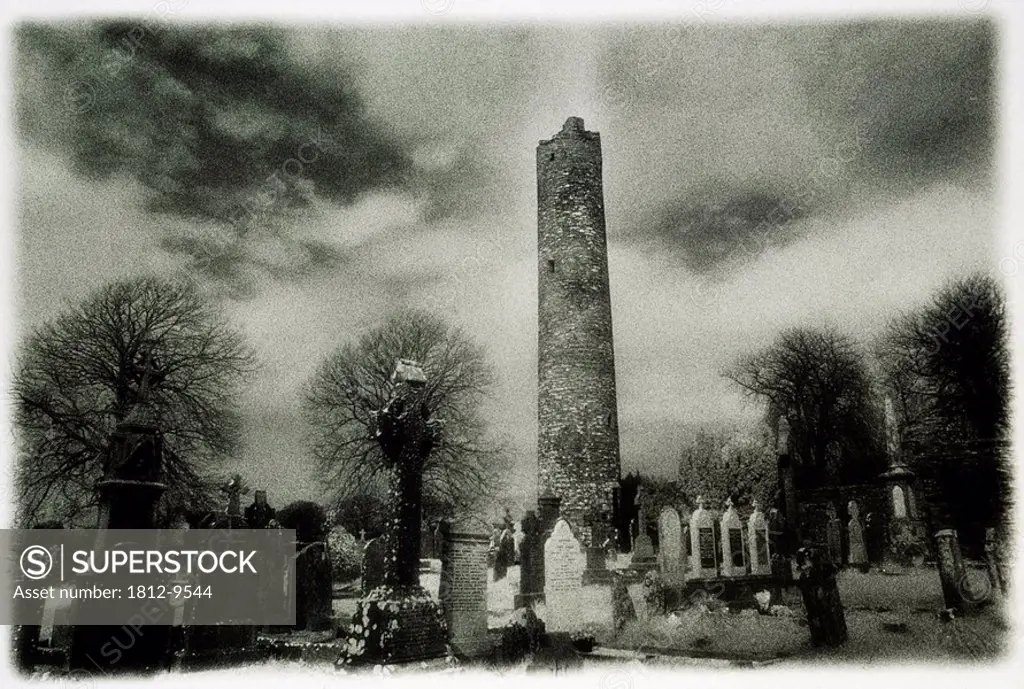 Monasterboice, Co Louth, Ireland, Round Tower on a mediaeval Christian settlement