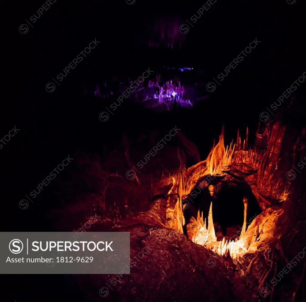 Marble Arch Caves, County Fermanagh, Ireland, Cave entrance at night