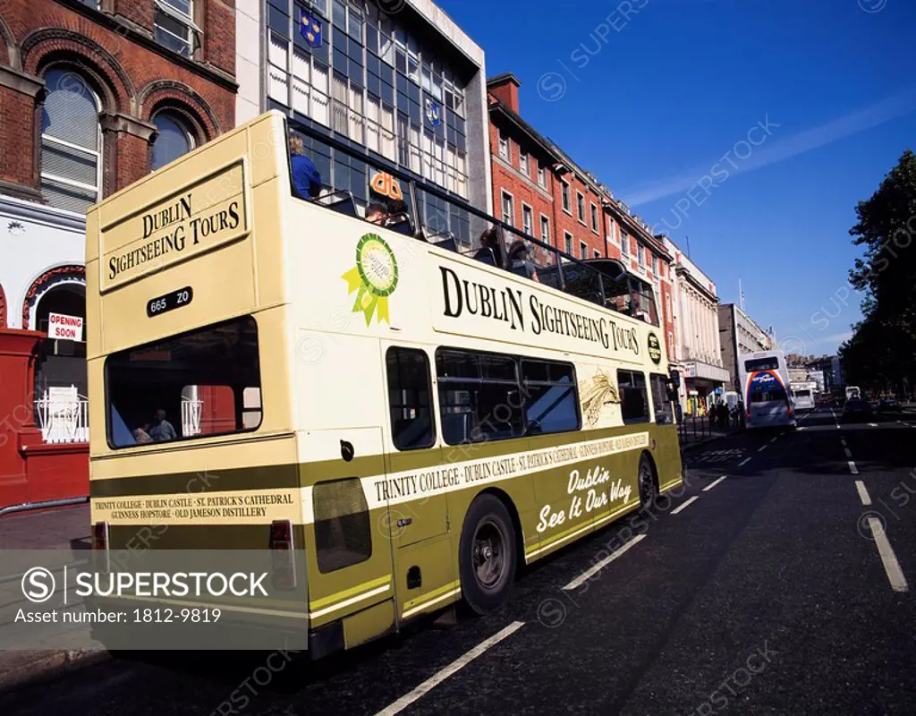 O´Connell Street, Dublin City, Ireland, Open top tourist bus
