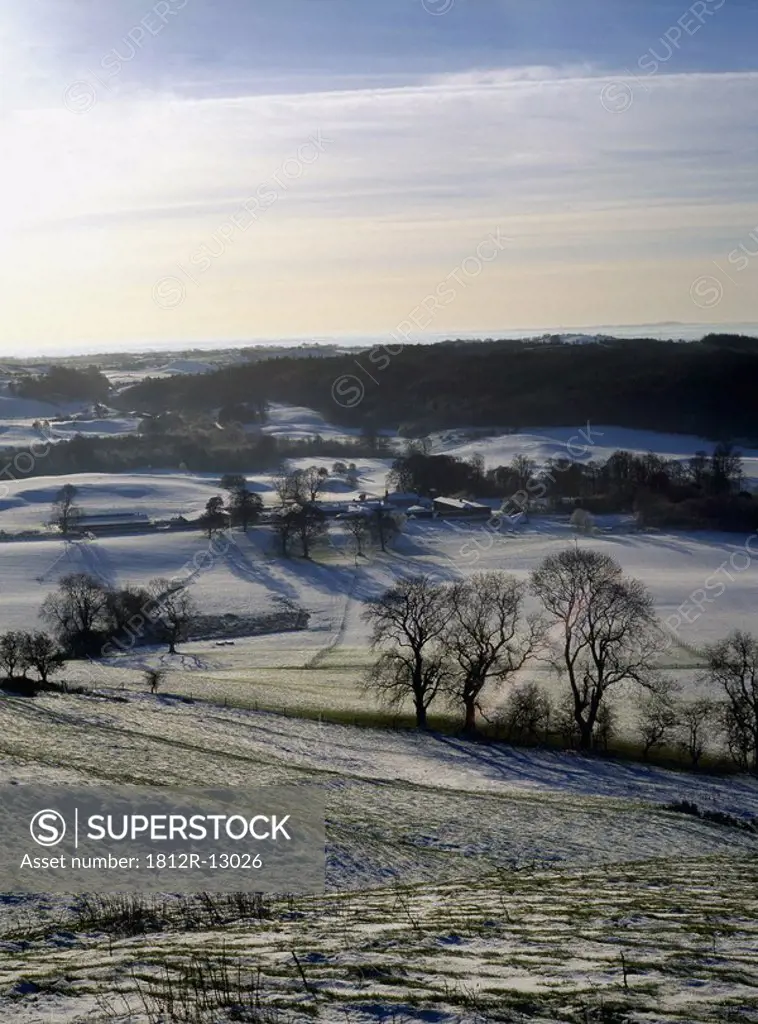 View of a winter landscape from Loughcrew, County Meath, Ireland