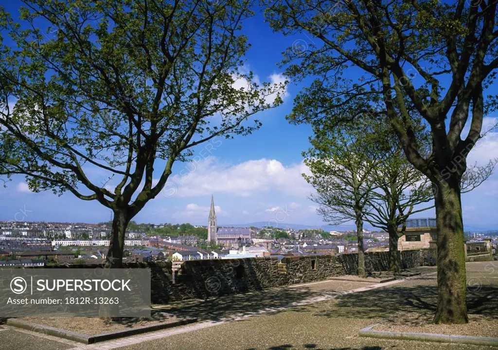 Derry City, View From Grand Parade Over Bogside, Ireland
