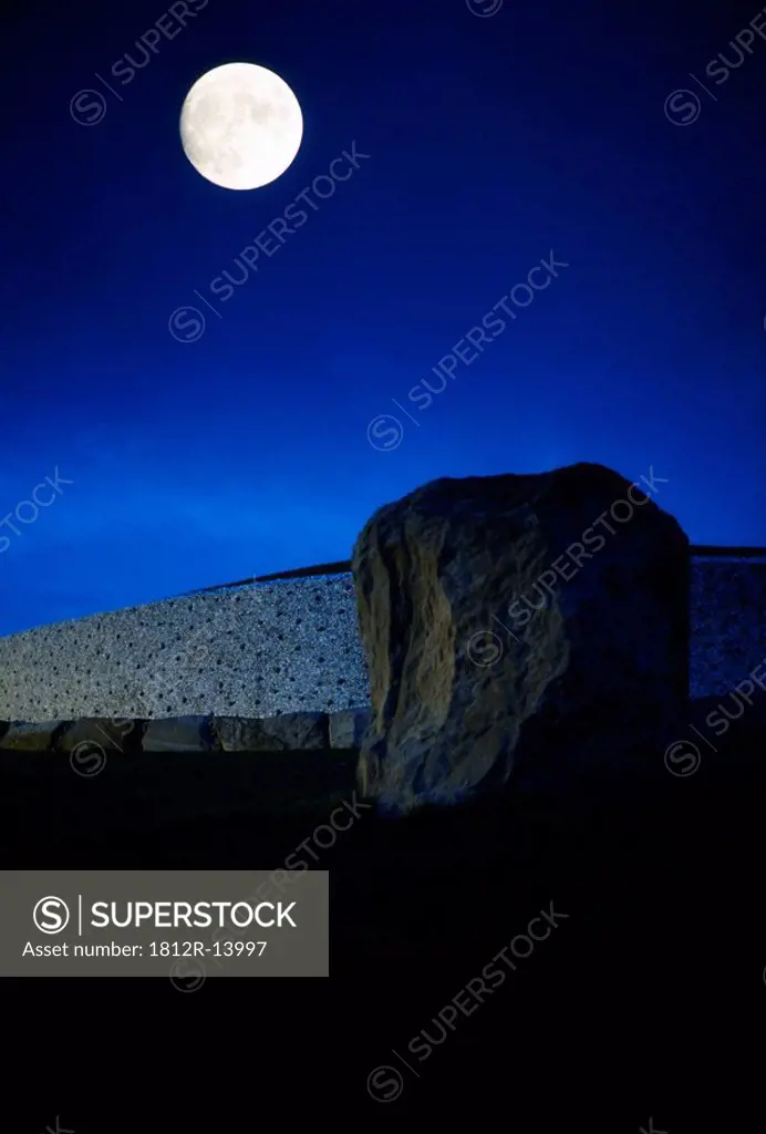 Burial chamber and standing stone, Newgrange, Co Meath, Ireland