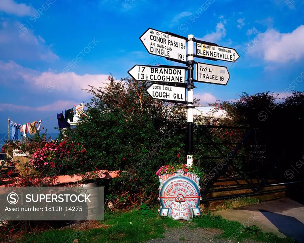 Road signs, Dingle Peninsula, Co Kerry, Ireland