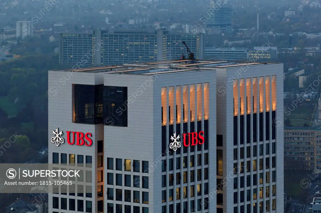 Germany, Frankfurt, View of UBS Bank and city