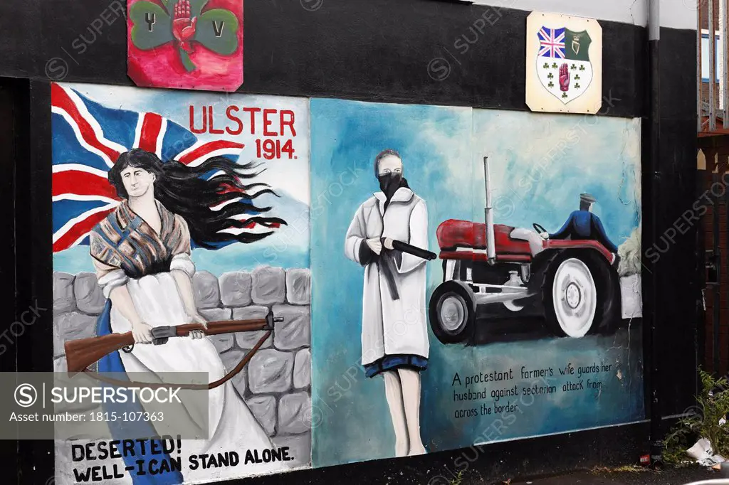 United Kingdom, Ireland, Northern Ireland, West Belfast, Wall murals with human representation at Shankill road