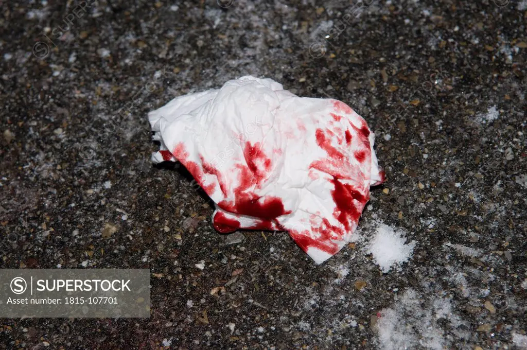 Europe, Germany, Tissue with bloodstain, close up