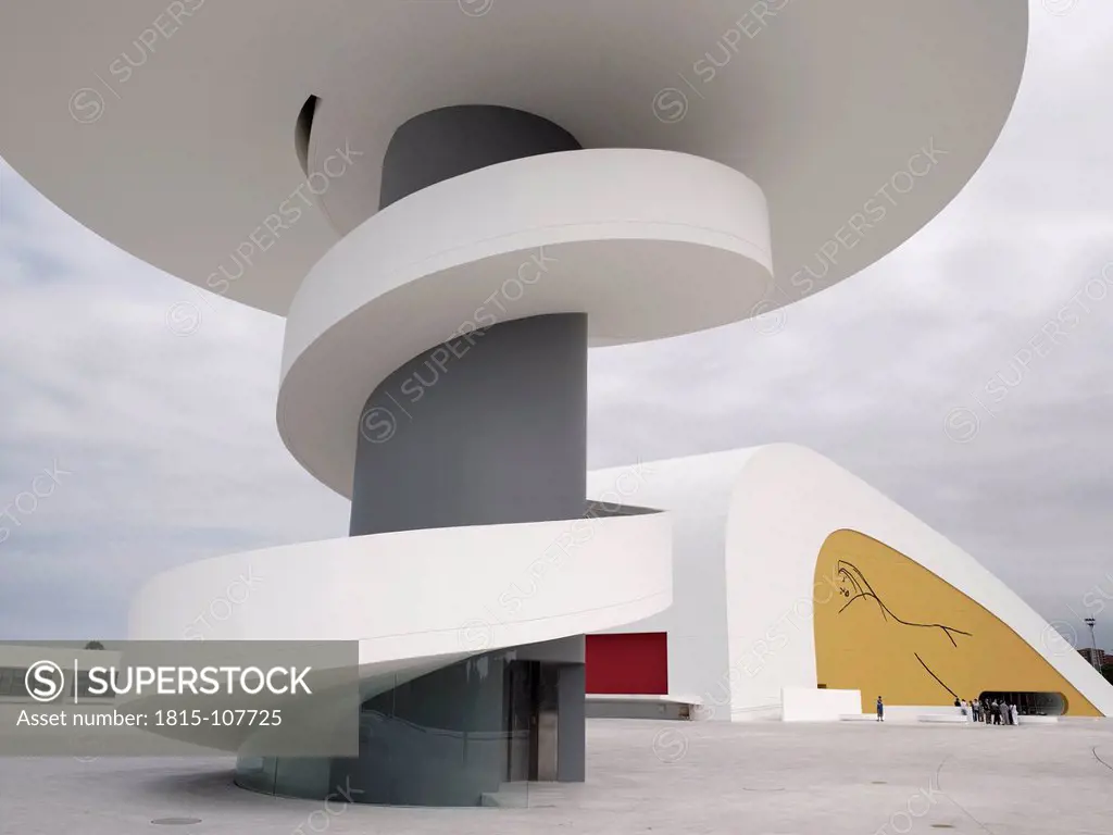 Spain, Asturias, Aviles, View of auditorium at Oscar Niemeyer International Cultural Centre
