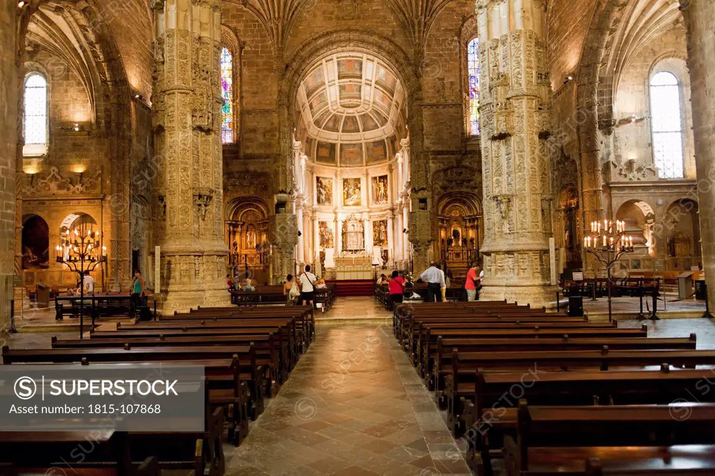Europe, Portugal, Lisbon, View of interior of Hieronymites Monastery