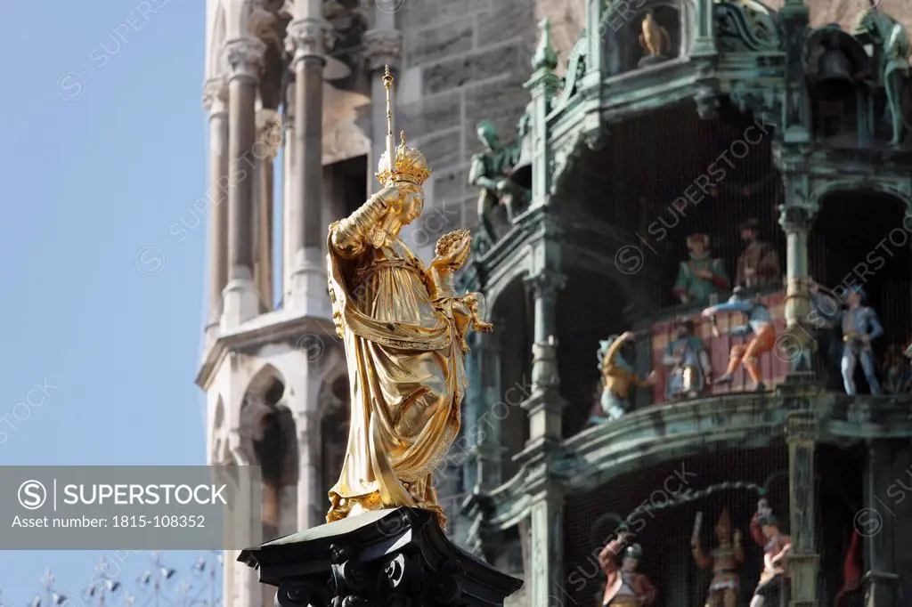 Germany, Bavaria, Munich, View of statue on Marian column by Hubert Gerhard