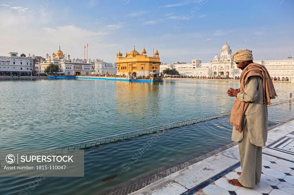 India, Punjab, Amritsar, Man at Golden Temple