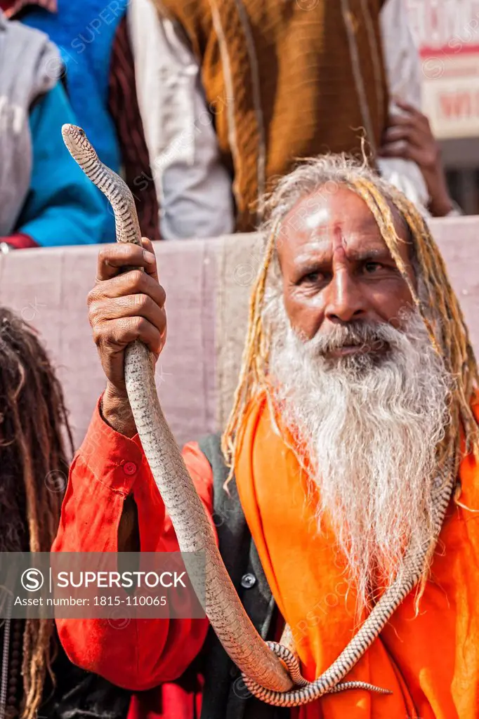 India, Punjab, Amritsar, Senior snake charmer