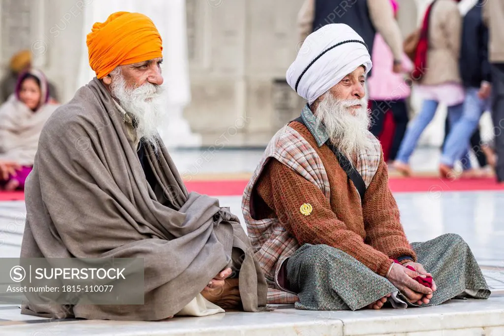 India, Punjab, Amritsar, Two Sikh senior men with turban
