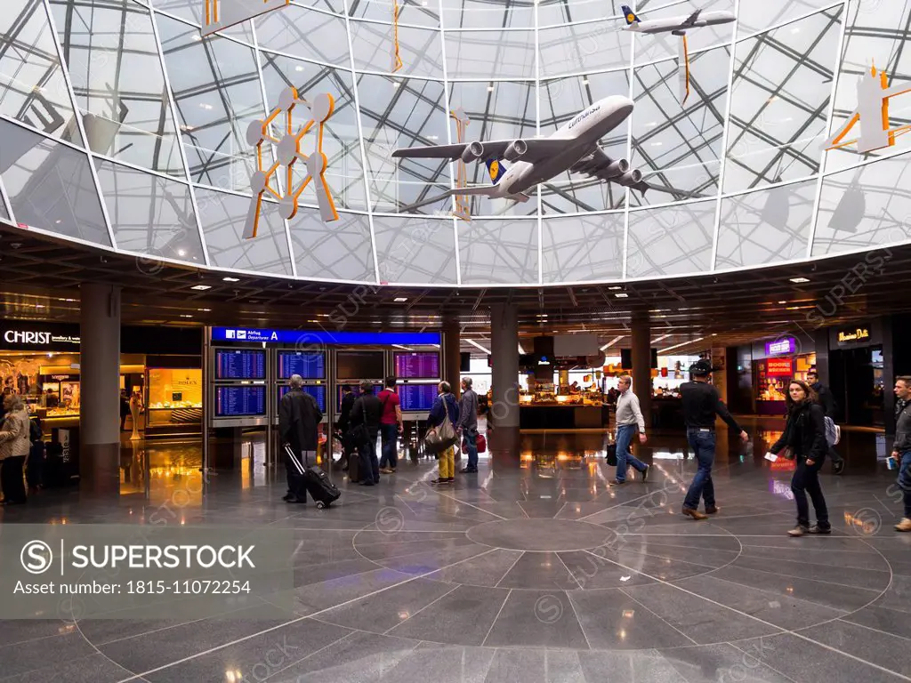 Germany, Hesse, Frankfurt, departure hall, model of Airbus A380