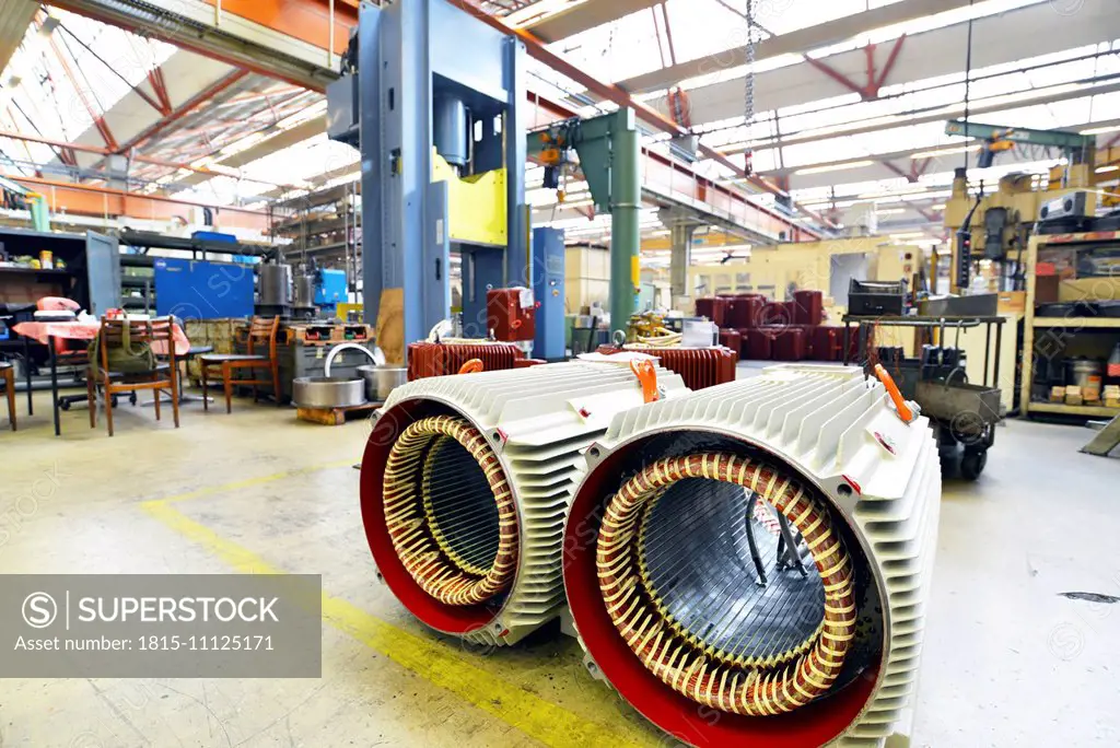 Electric motor production in a factory