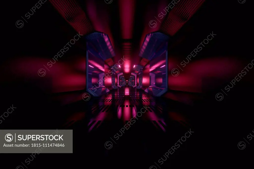 3D Rendered Illustration, visualisation of a science fiction spaceship, gangway