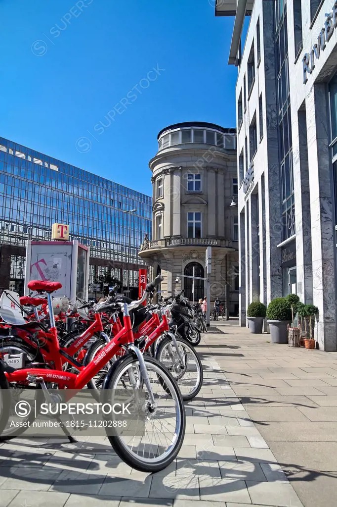 Germany, Hamburg, rent a bike station