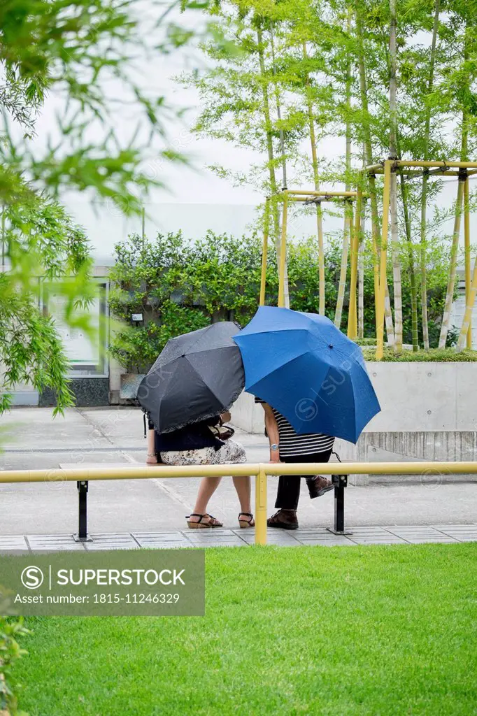 Japan, Kyoto, two people with umbrellas