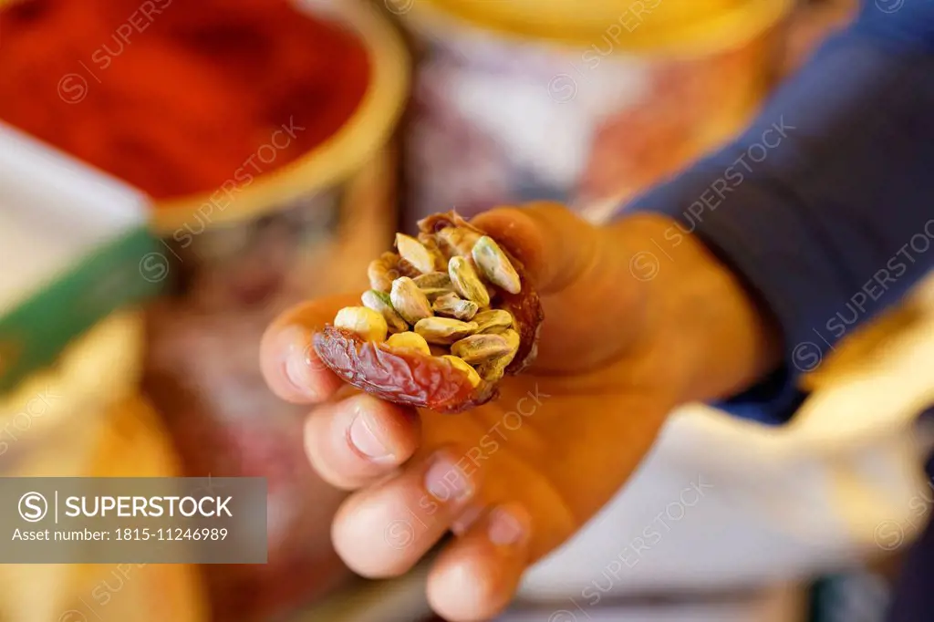 Turkey, Gaziantep, pistachios in date