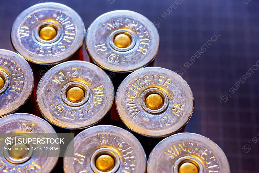 Shotgun shells ammunition, close up
