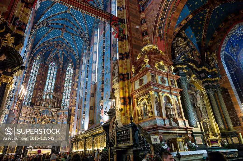 Poland, Krakow, Interior of Church of Our Lady