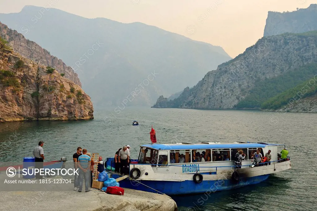 Europe, Albania, Passanger ferry on Koman Lake